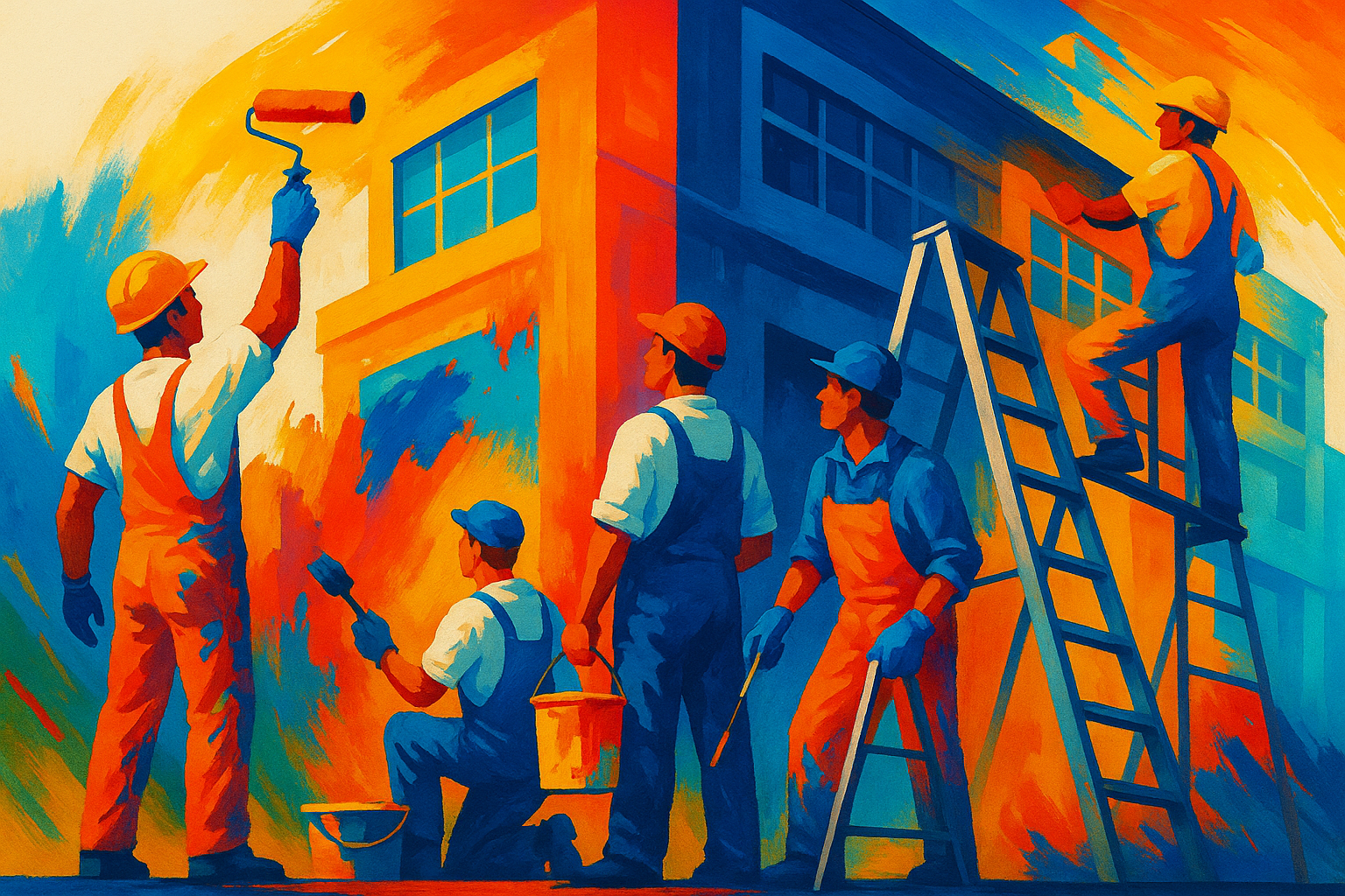 Our painting team hard at work